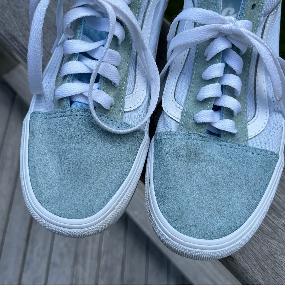 Vans Old Skool Stackform Soft Suede Side Stripe Baby Blue & White Shoes Sz 7.5 - Picture 9 of 16